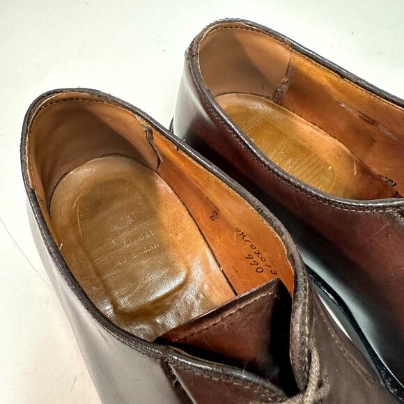 FULLY RESOLED Alden 990 Plain Toe Blucher Shell Cordovan Brown Color 8 USA 11.5 - Picture 9 of 13
